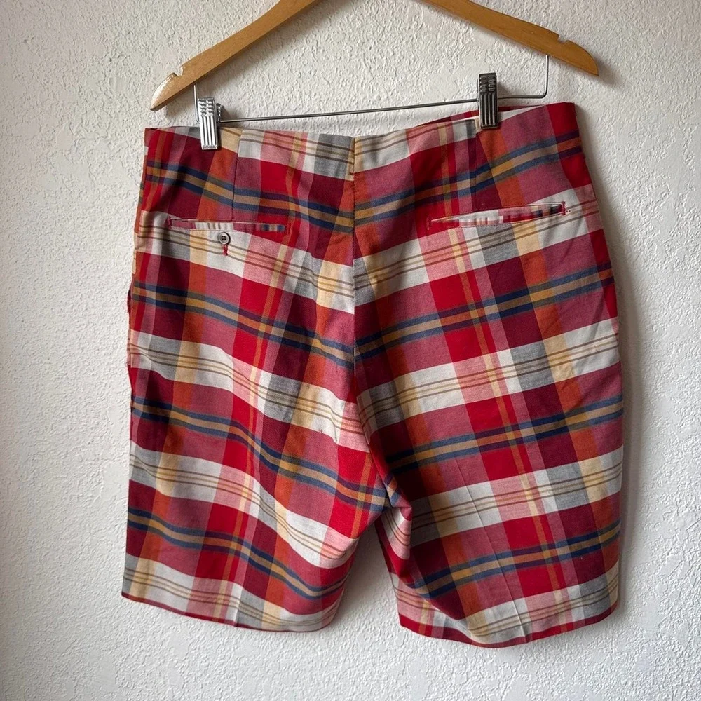 Vintage Levis Sta-Prest Red Plaid Shorts Mens Retro Summer Multi Color